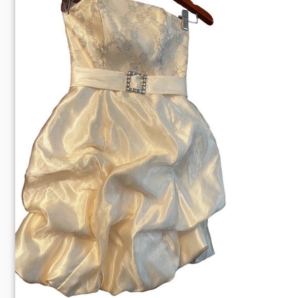 Vintage Jessica McClintock Gunne Sax Sz 1 Ivory Strapless Tiered Dress Belt - Picture 2 of 7